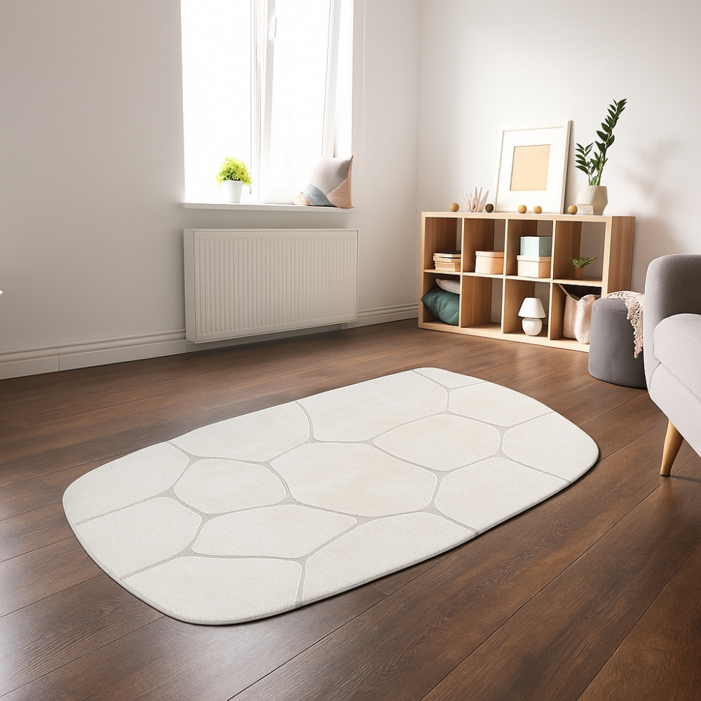 Teppich Wohnzimmer Höheneffekt im abstrakten Muster in creme