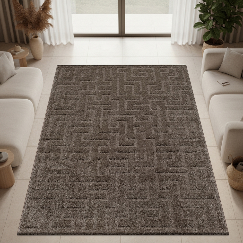 Teppich Designer Dunkelbraun elegant strukturiert modern