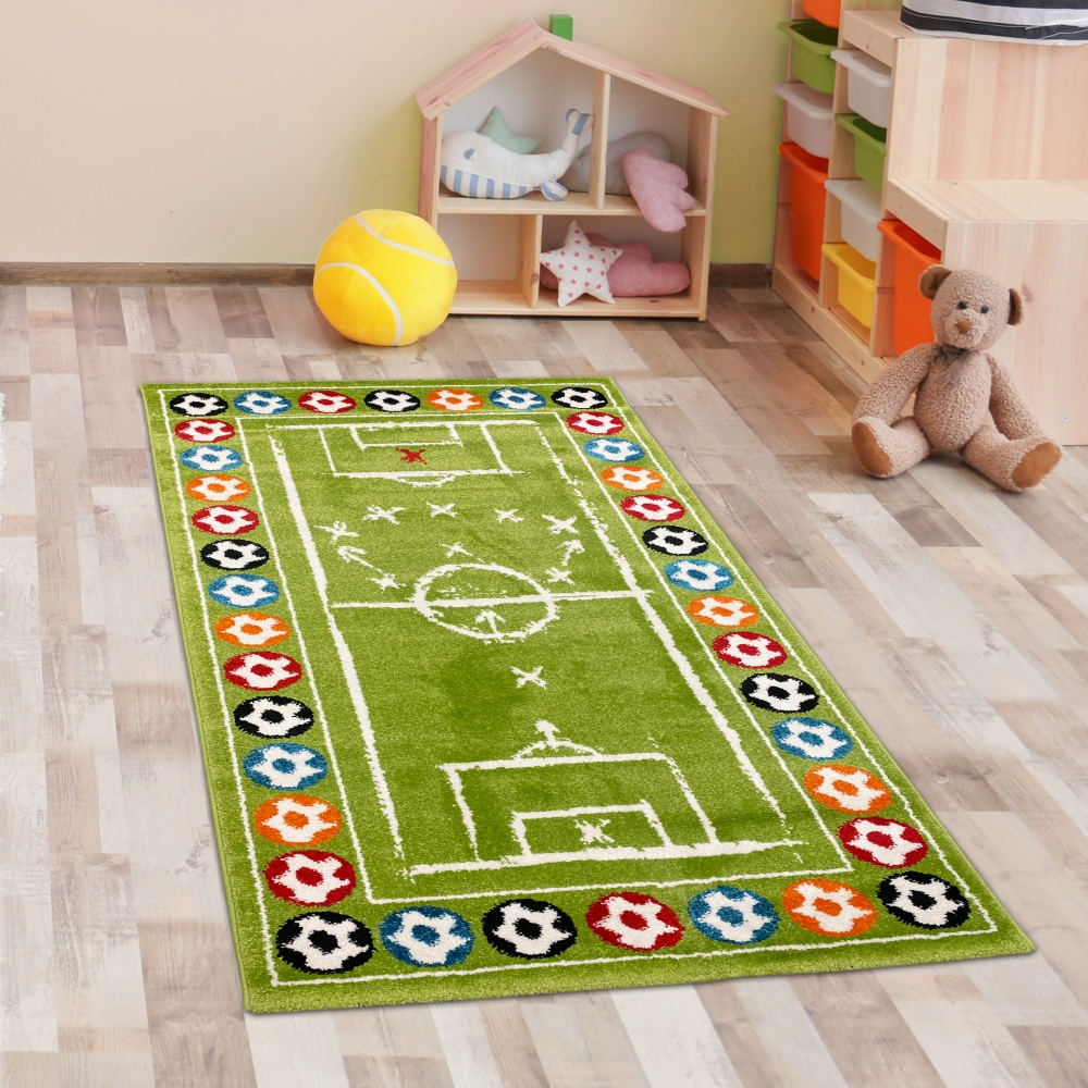 Tapis De Football, Tapis De Chambre Enfant Style Sport Jaune Gris