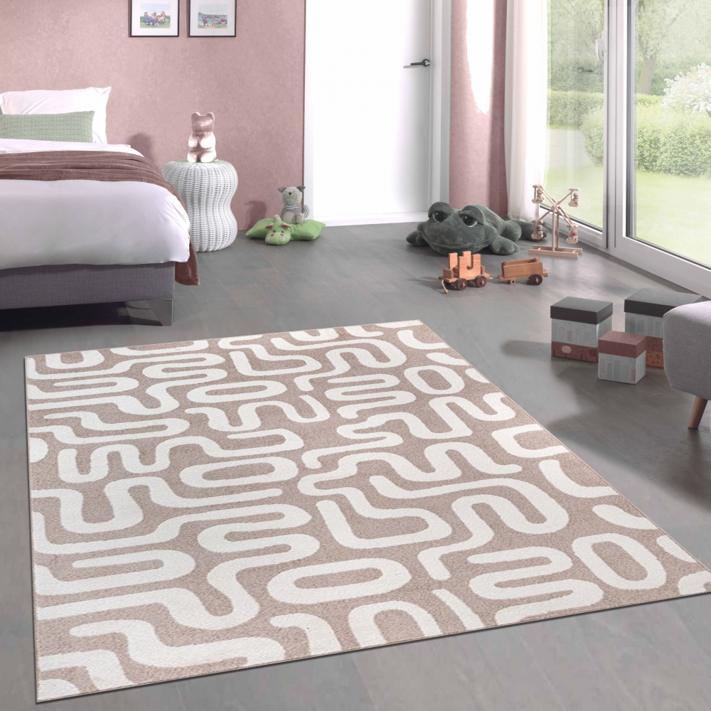 Kinderzimmerteppich im Linienmuster– weich & robust