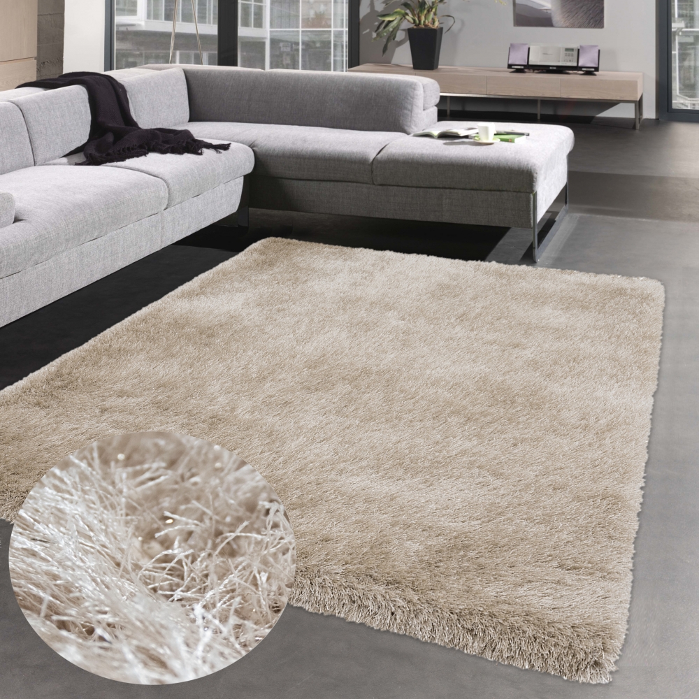 Designer Hochflor-Teppich | pflegeleicht& weich | Sand