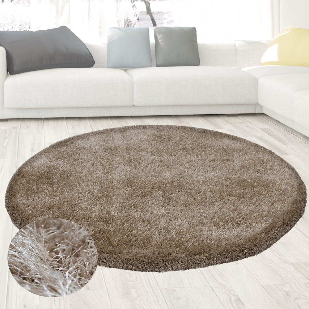 Einfarbiger Hochflor-Teppich | glänzend& weich | beige