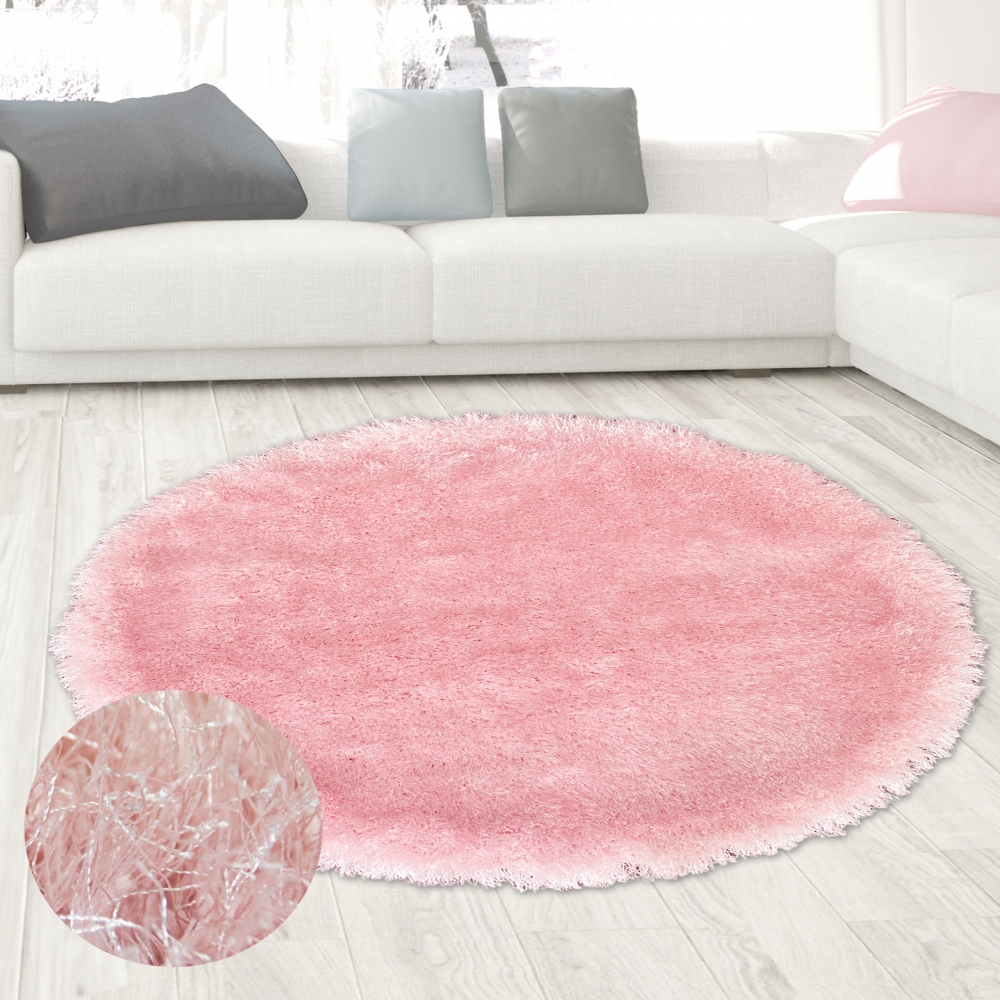 Wertvoller Shaggy Teppich Hochflor in Rosa