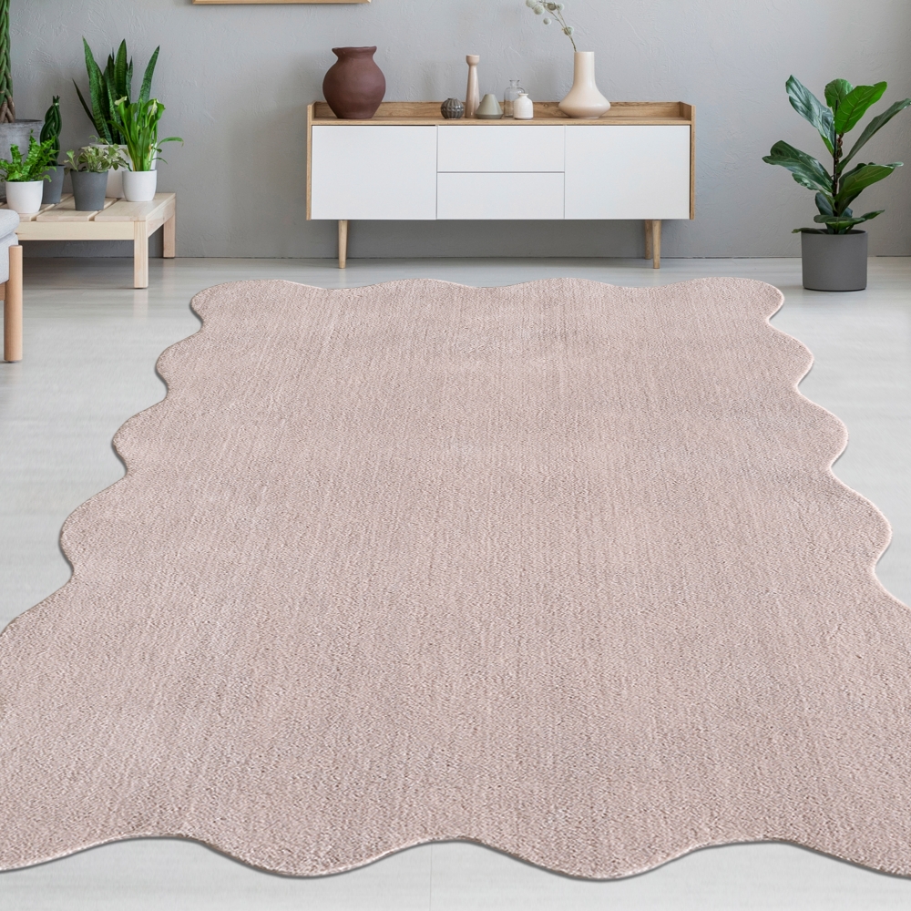 Design Teppich blush rosa sanft mit moderner Wellenform