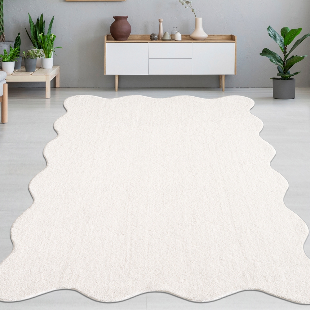 Teppich Design creme flauschig in moderner Wellenform