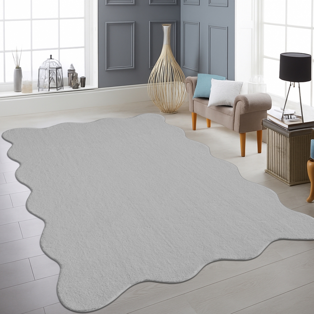 Teppich grau sanft mit moderner Wellenform