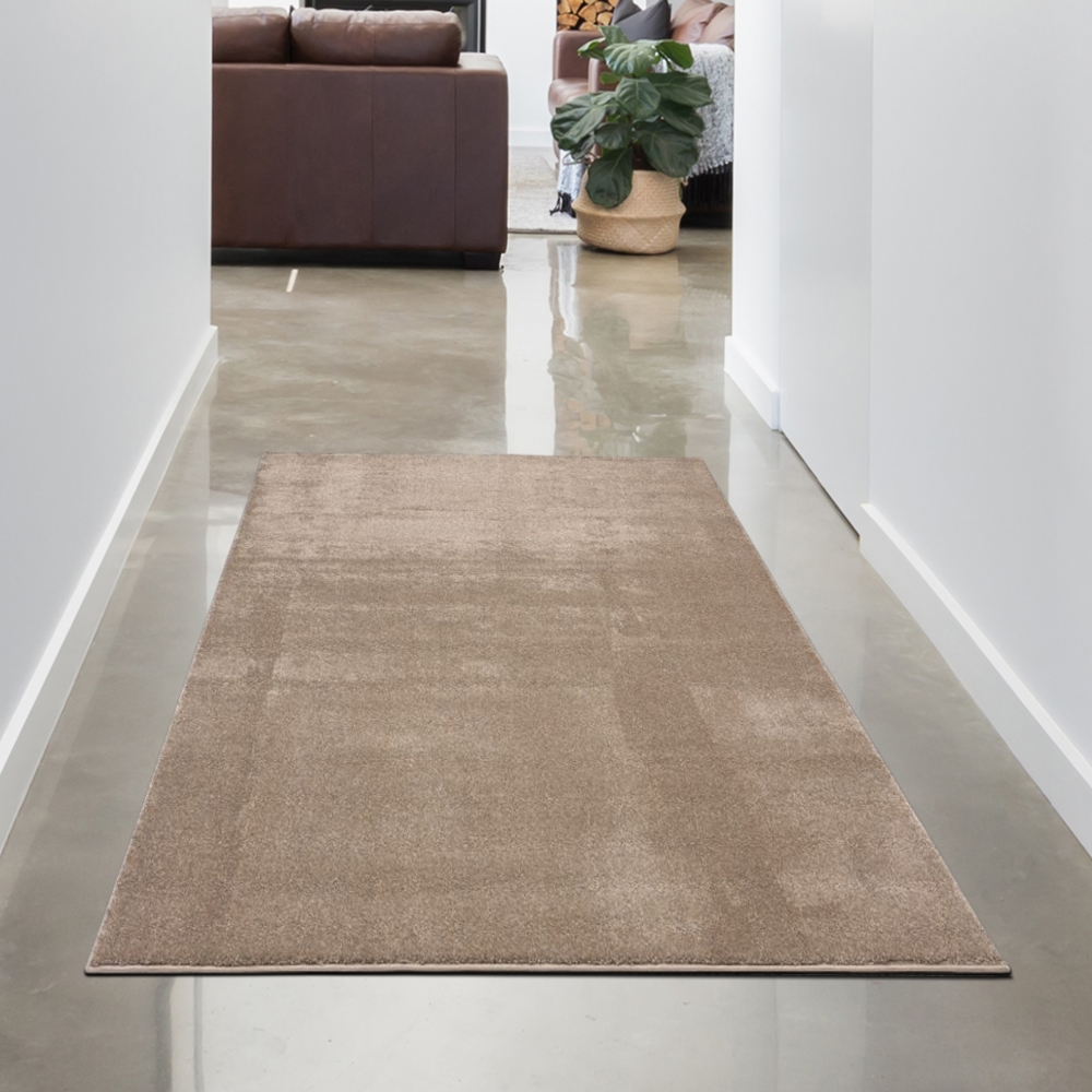 Teppich modern Uni elegant zeitlos warm Taupe Braun