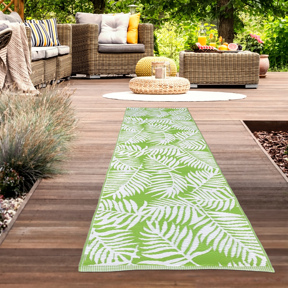 Outdoor-Teppich mit Palmenblätter Design in grün