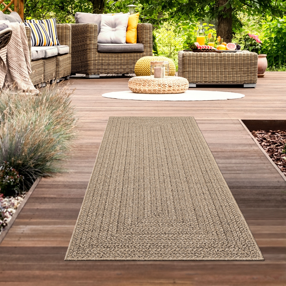 In- und Outdoorteppich im modernen Jute-Look beige/braun