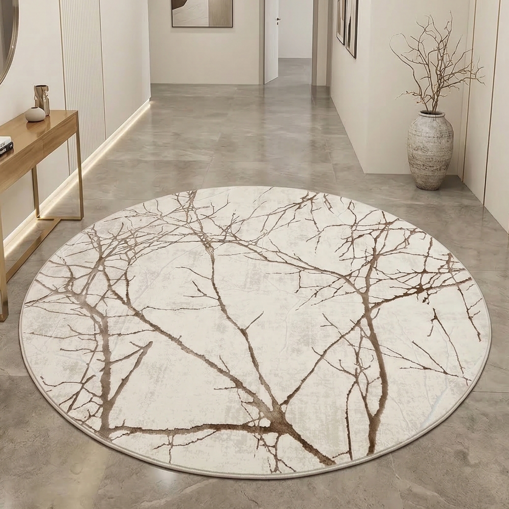 Moderner Designerteppich mit glänzenden Ästen abstrakt creme