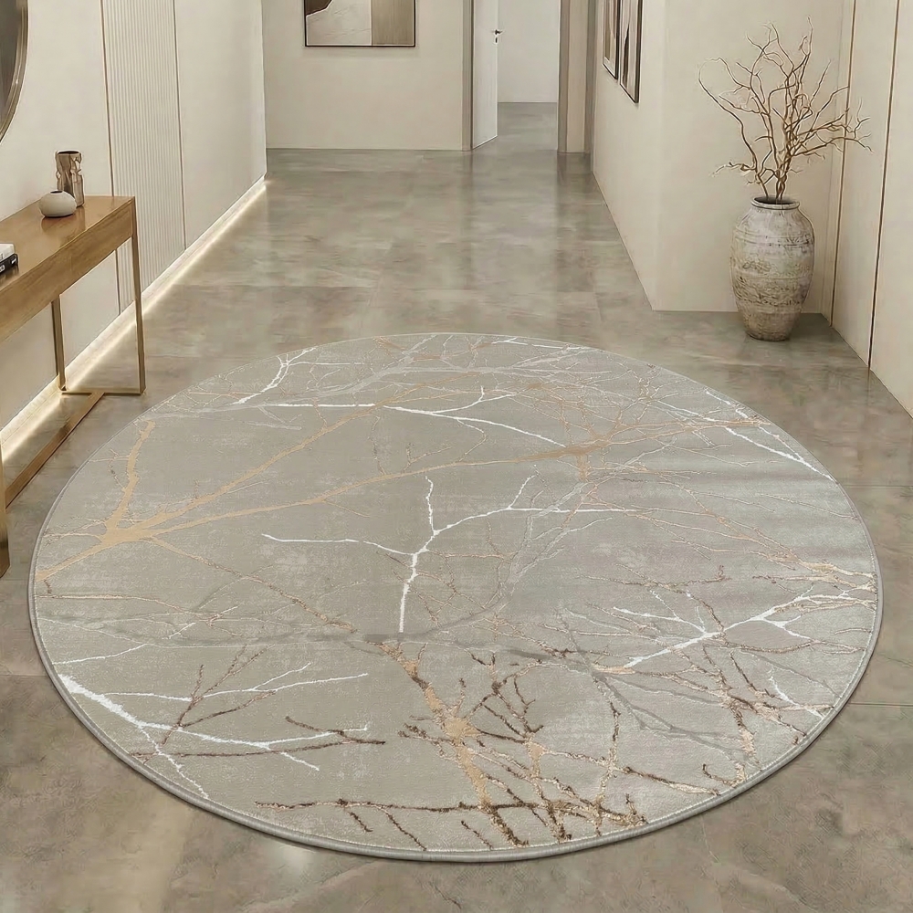 Moderner Designerteppich mit glänzenden Ästen abstrakt gold