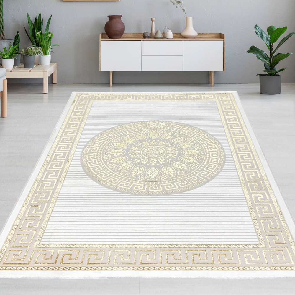 Teppich mit orientalischem Flair | luxuriös | weiß gold