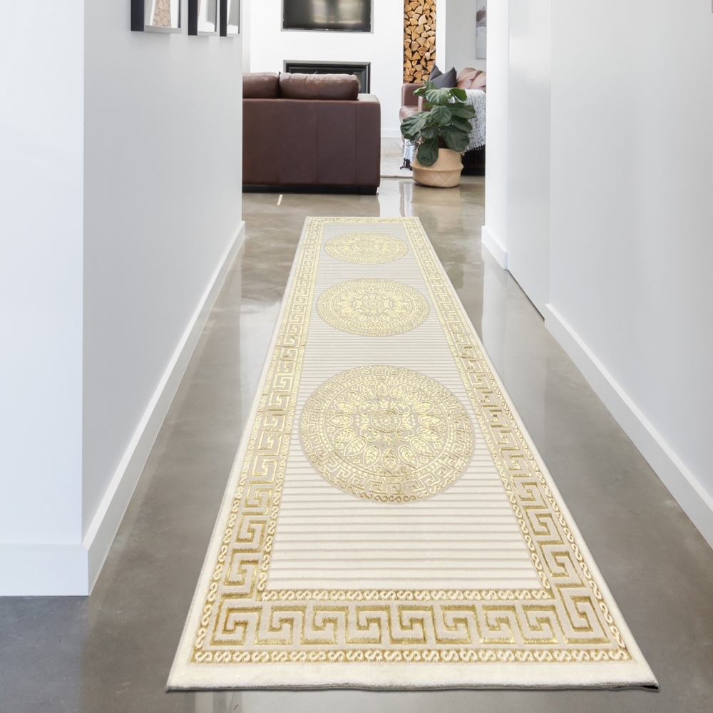 Teppich mit orientalischem Flair | luxuriös | weiß gold