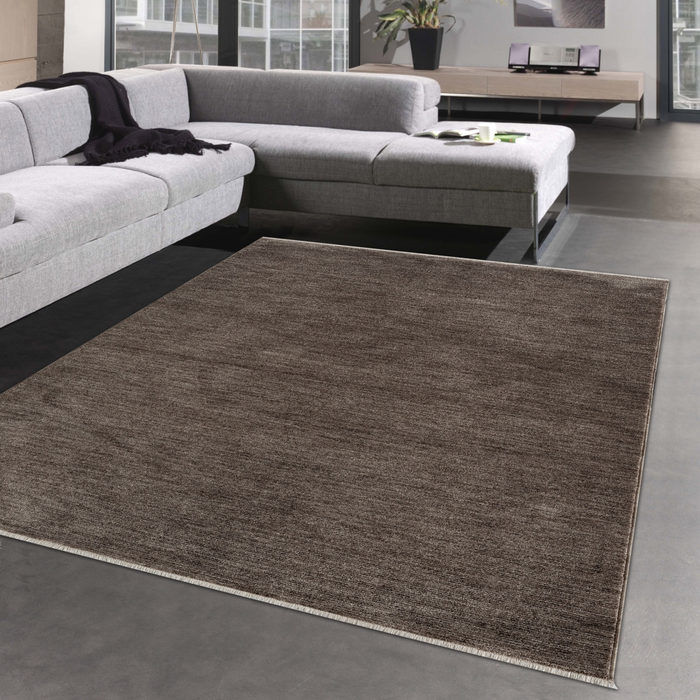 Kurzflor Teppich für Gästezimmer | warm | Unifarbe braun