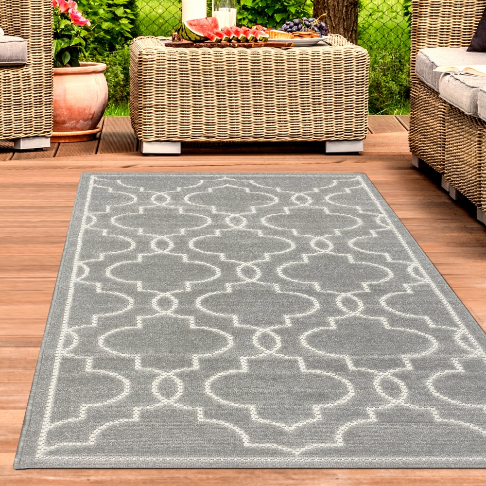 Orienttepich mit schönen Mustern | In- & Outdoor | in grau
