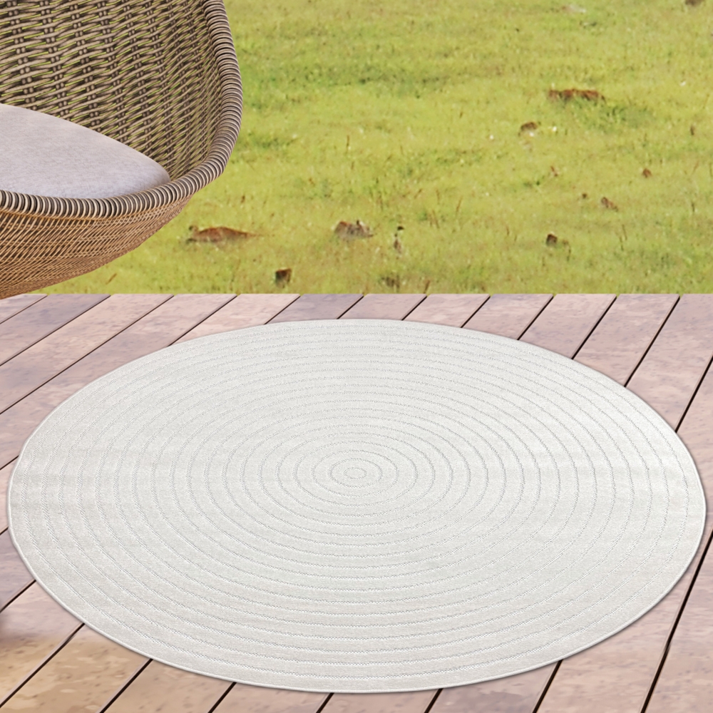 Teppich waschbar in Rund | In- & Outdoor | in cream