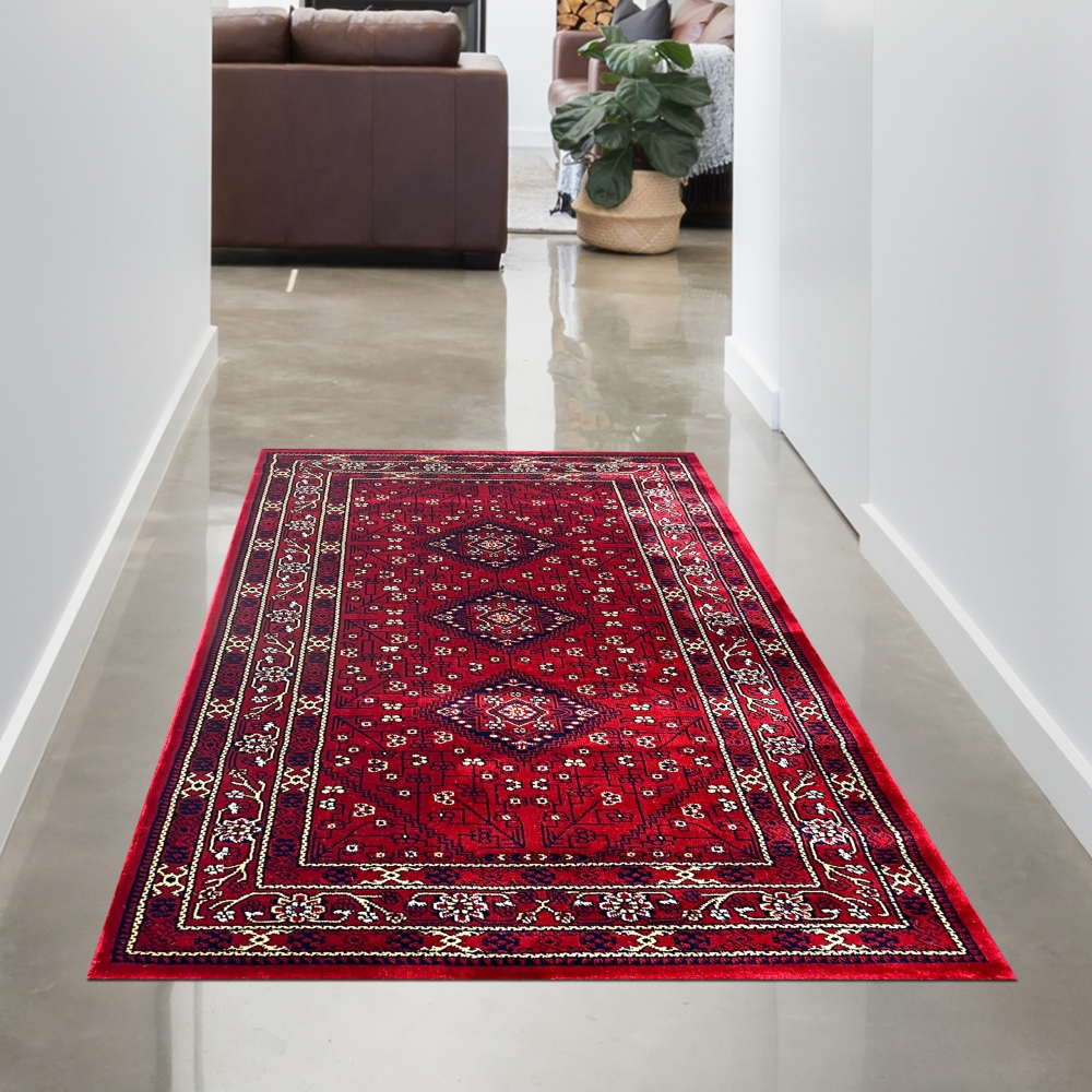 Orientalischer Teppich | Ornamente& Rauten Muster | in rot