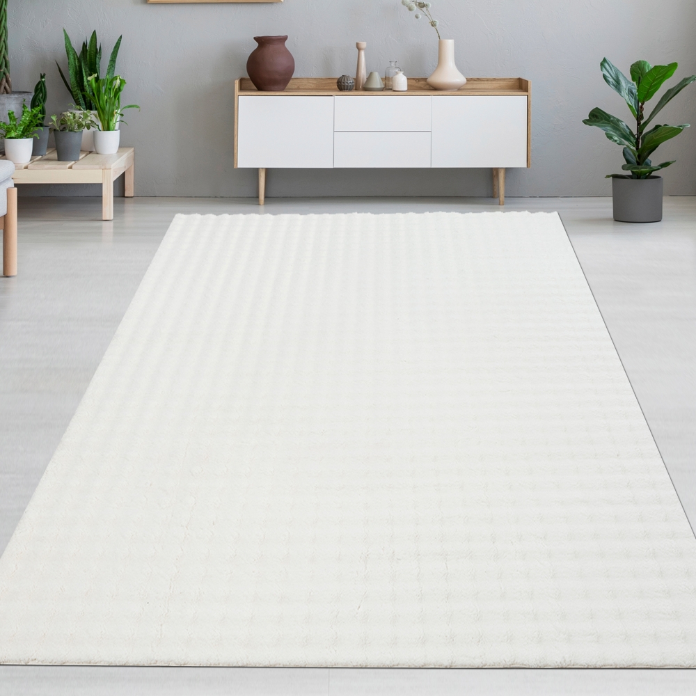 Schlafzimmer Wohnzimmer Teppich weich flauschig strapazierfähig allergikerfreundlich rutschfest in creme