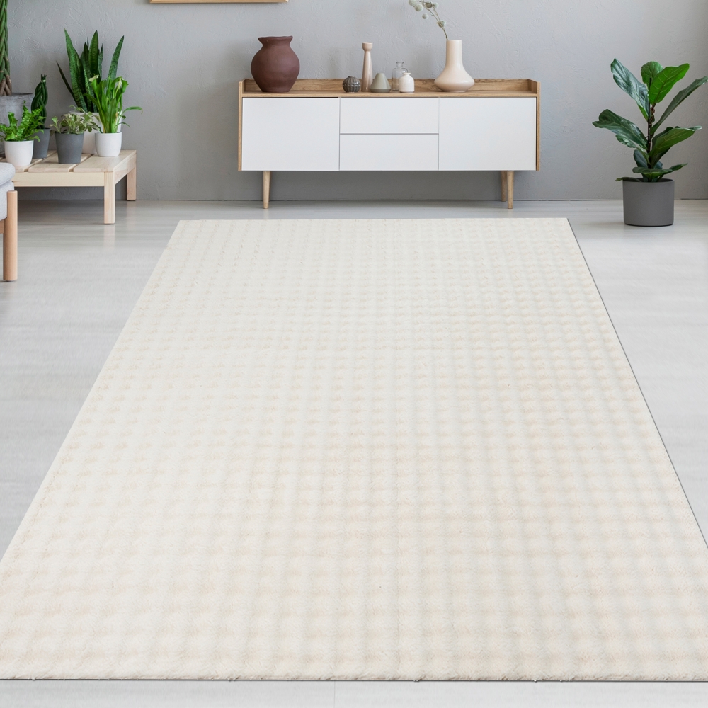 Schlafzimmerteppich Wohnzimmerteppich mittelflor weich kuschelig pflegeleicht strapazierfähig in beige