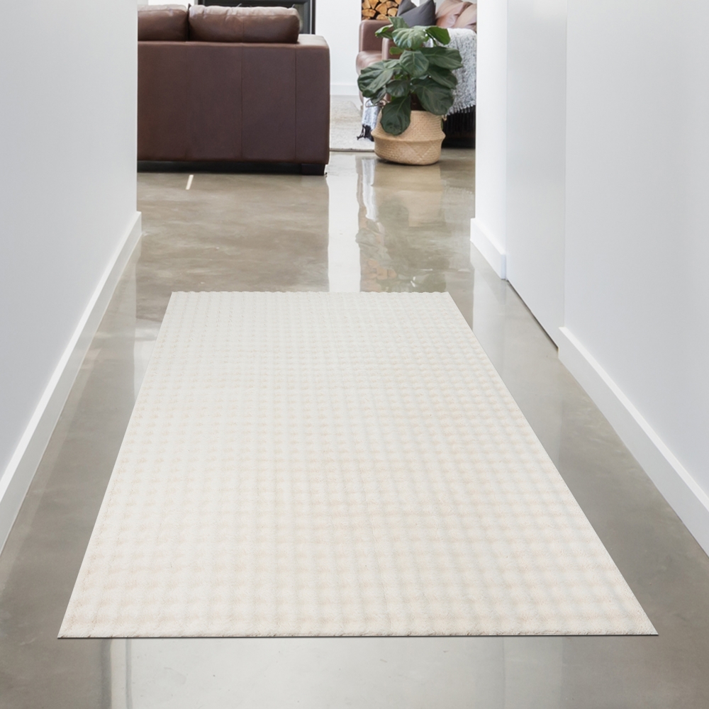 Schlafzimmerteppich Wohnzimmerteppich mittelflor weich kuschelig pflegeleicht strapazierfähig in beige
