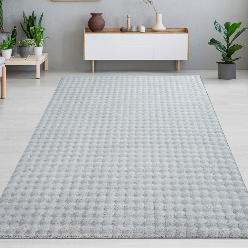 Schlafzimmerteppich Wohnzimmerteppich weich kuschelig allergikerfreundlich mittelflor in grau