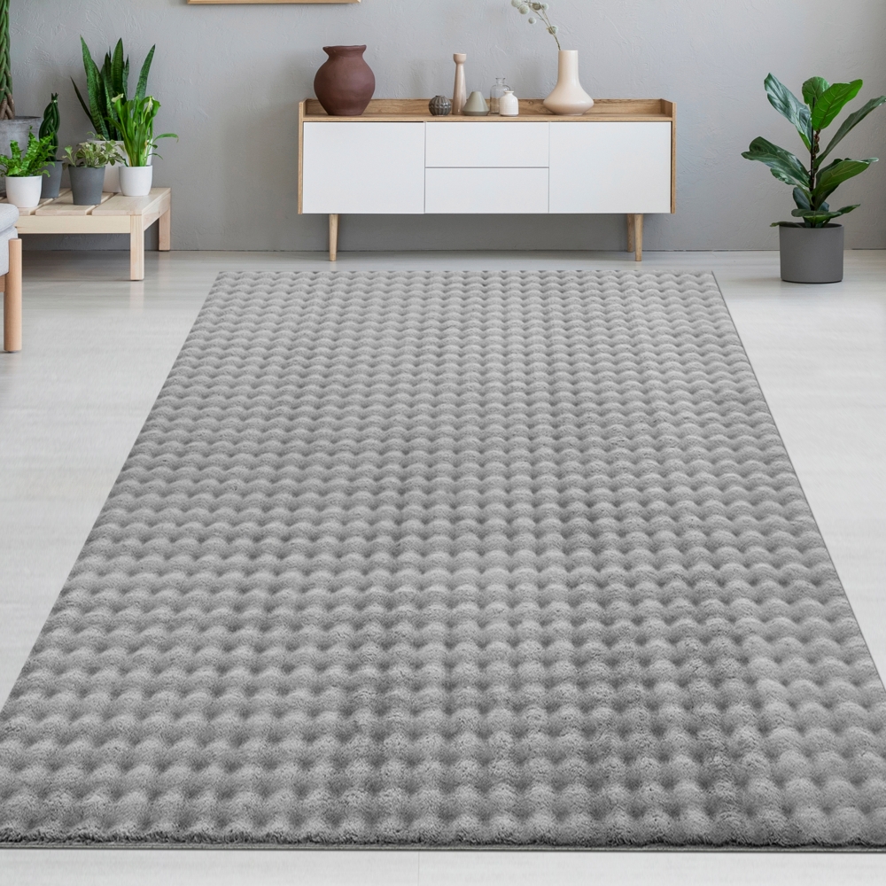 Wohnzimmerteppich Schlafzimmerteppich weich kuschelig flauschig strapazierfähig pflegeleicht in Anthrazit