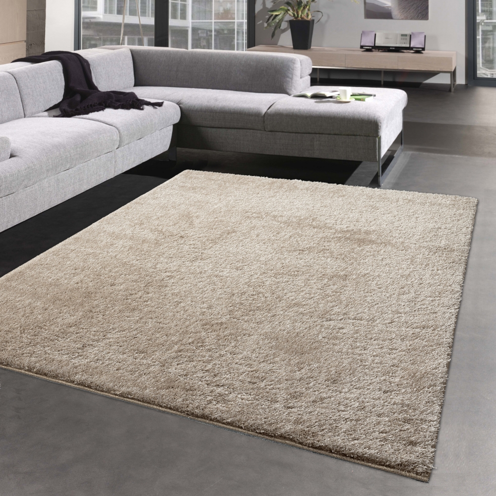 Glamour Teppich Hochflor flauschig warm • in beige