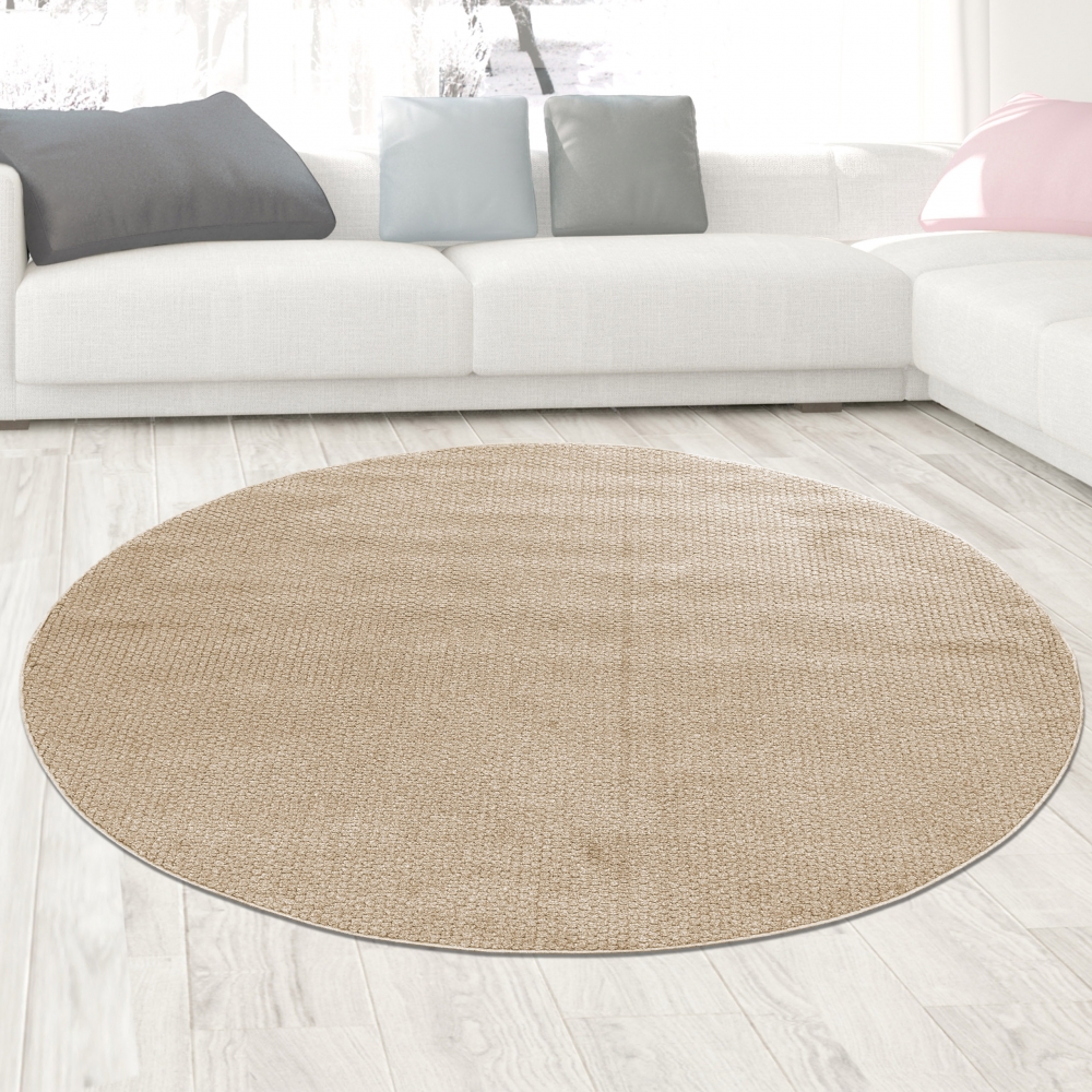 Moderner Design Teppich Beige Schlingenstruktur zeitlos elegant