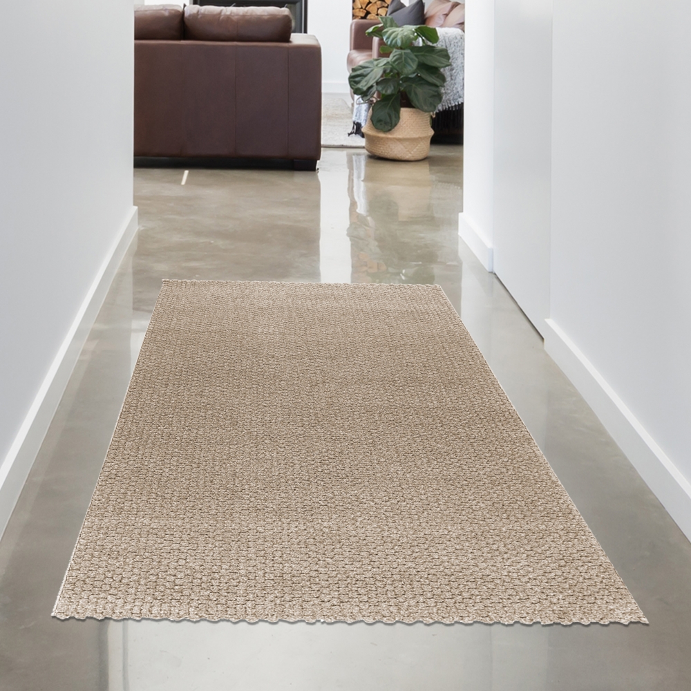 Moderner Design Teppich Beige Schlingenstruktur zeitlos elegant