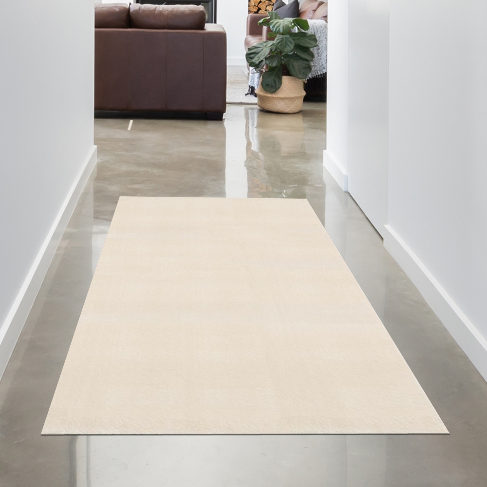 Unifarbener Wohnzimmerteppich pflegeleicht strapazierfähig in beige