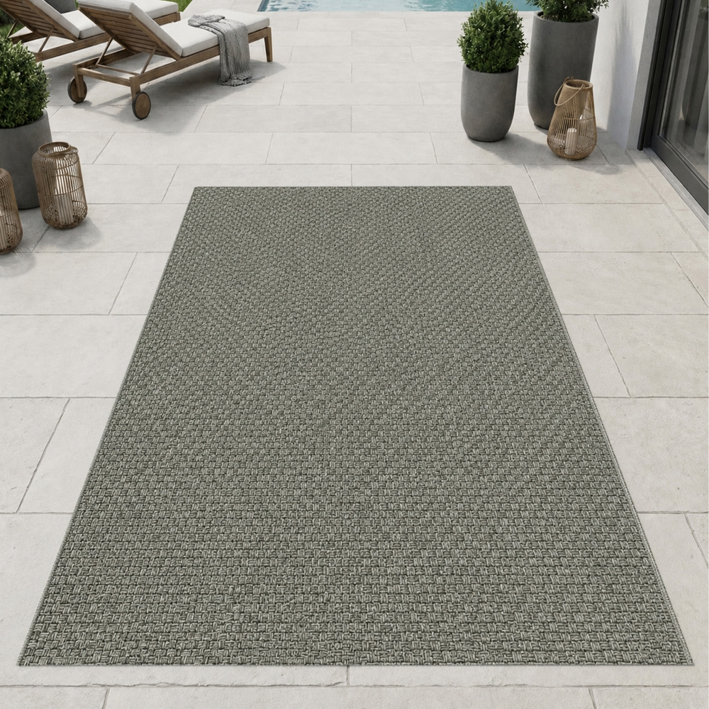 Moderner Teppich Grün Flechtstruktur Indoor Outdoor