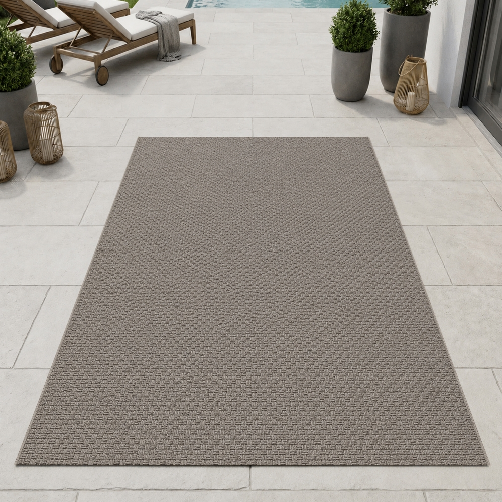 Moderner Teppich Taupe Flechtstruktur Indoor Outdoor