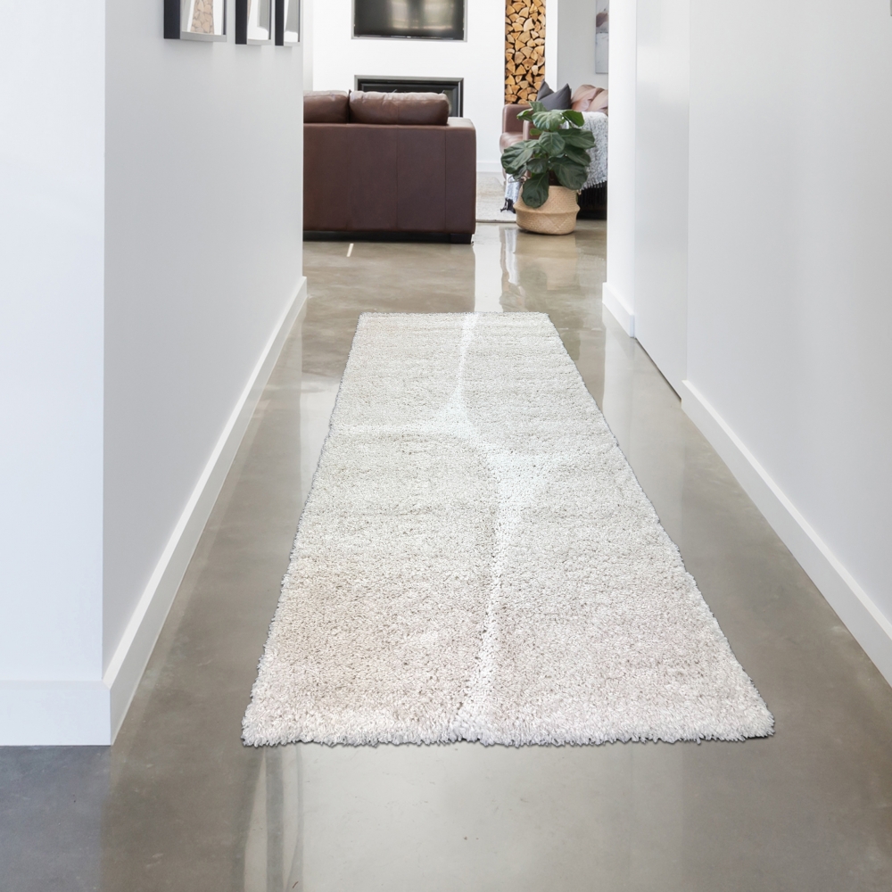 Weicher Hochflor Teppich Pflegeleicht mit modernem in Creme