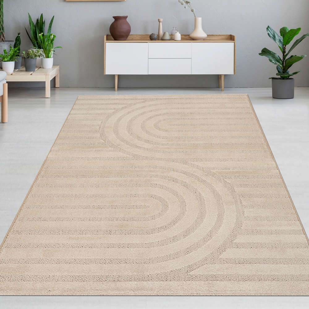 Wohnzimmerteppich Schimmer-Effekt  strapazierfähig  mit modernem Muster in Beige