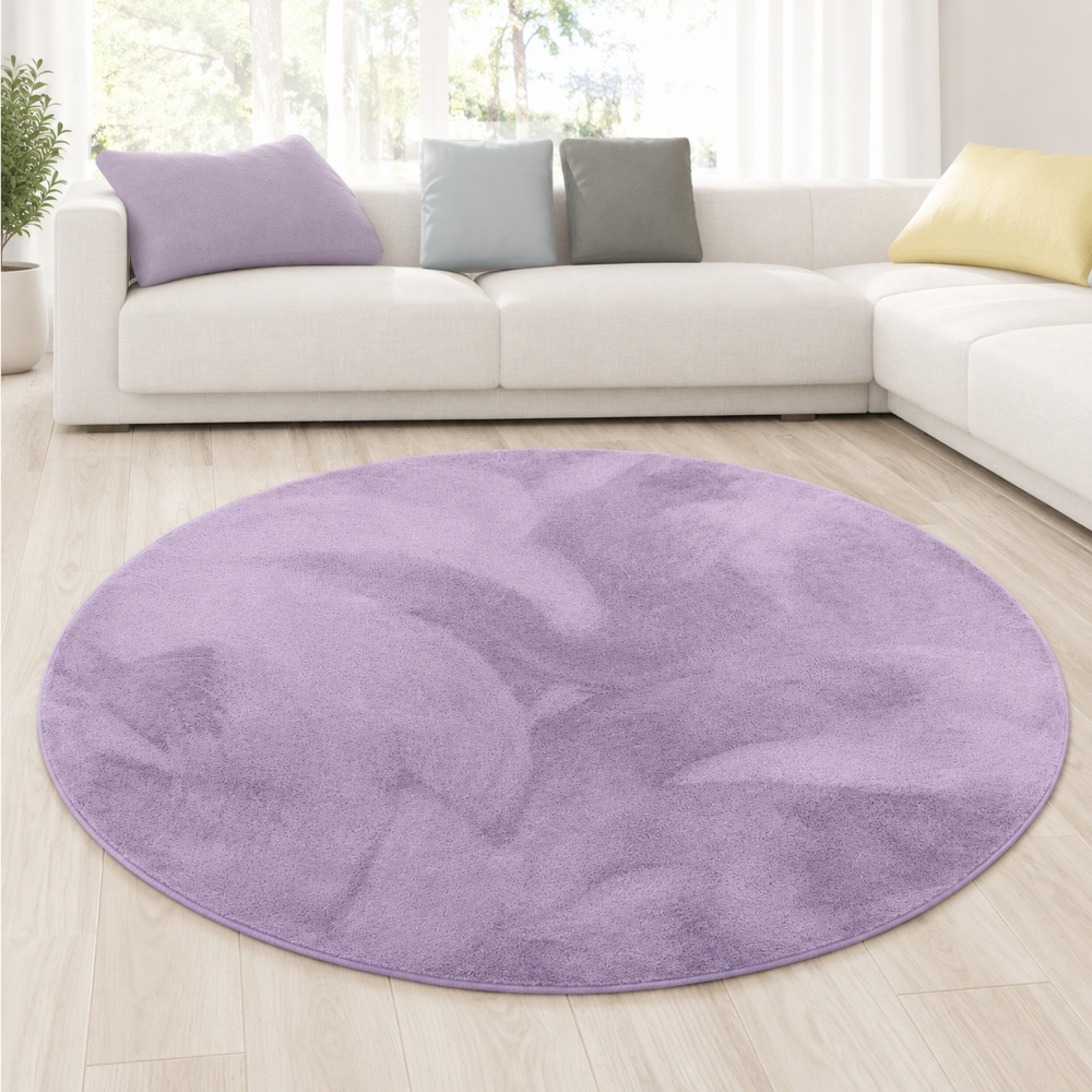 Teppich Flieder moderne Felloptik samtweicher Kurzflor Wohnzimmer
