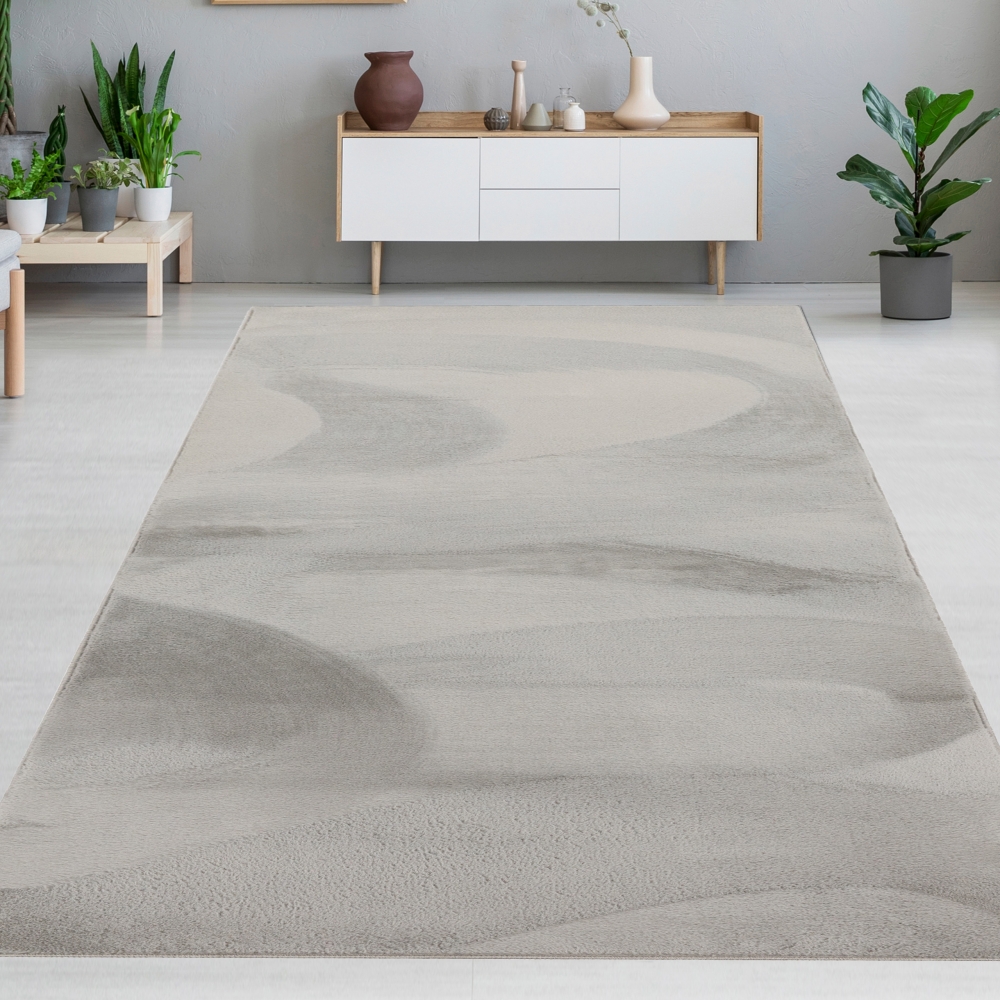 Teppich grau Hasenfell-Optik elegant weich mit feinem Schimmer modern