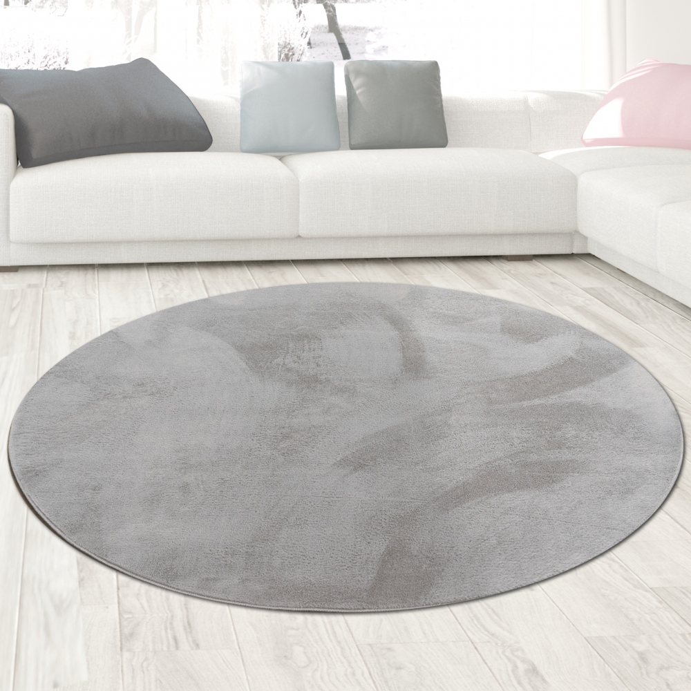 Teppich grau Hasenfell-Optik elegant weich mit feinem Schimmer modern