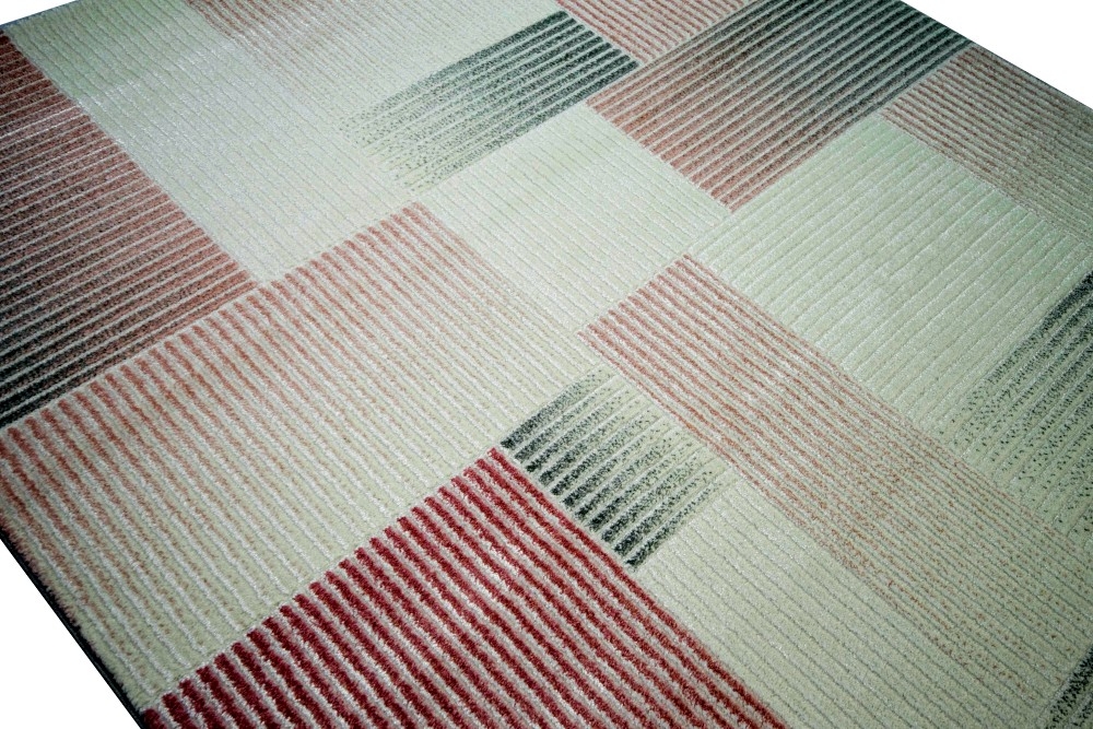 Teppich Wohnzimmer Teppich Karo pastell rosa creme grau