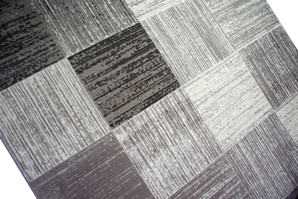 Moderner Teppich Kurzflor Teppich Wohnzimmerteppich karo grau
