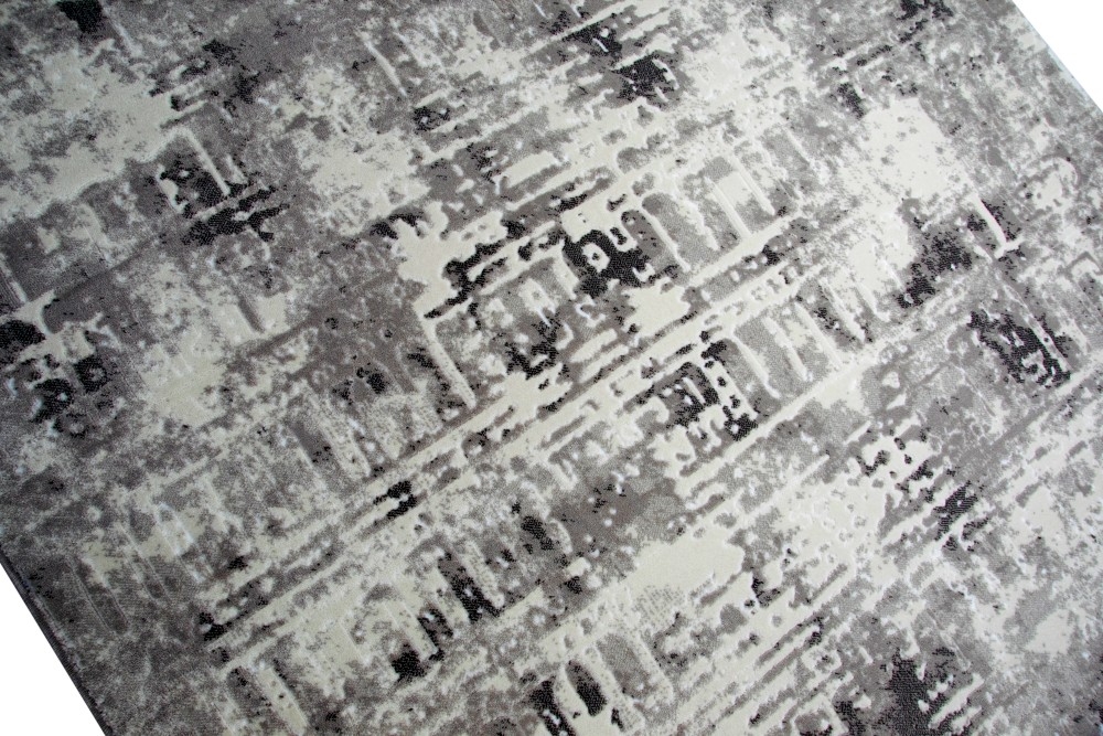 Moderner Teppich Kurzflor Teppich Wohnzimmerteppich grau creme