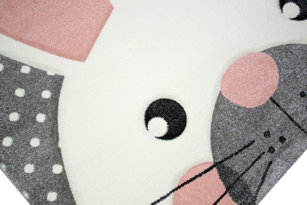 Kinderteppich Spielteppich Teppich Kinderzimmer Babyteppich Hase in Creme Grau Rosa