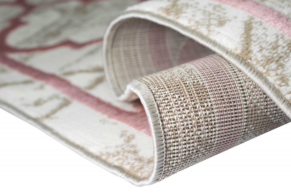 Teppich Wohnzimmerteppich marokkanisches Muster beige rosa