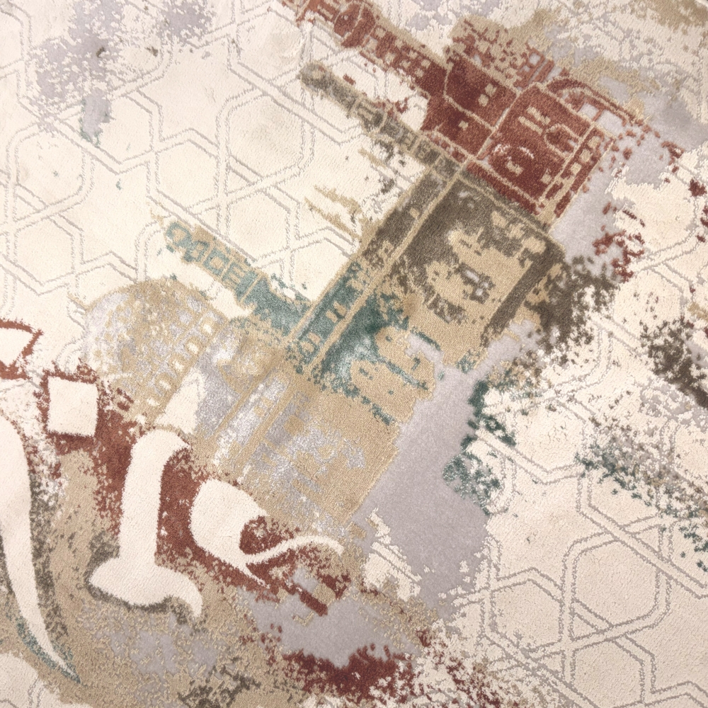 Moderner Gebetsteppich mit Kalligrafie-Design und Moschee-Motiv