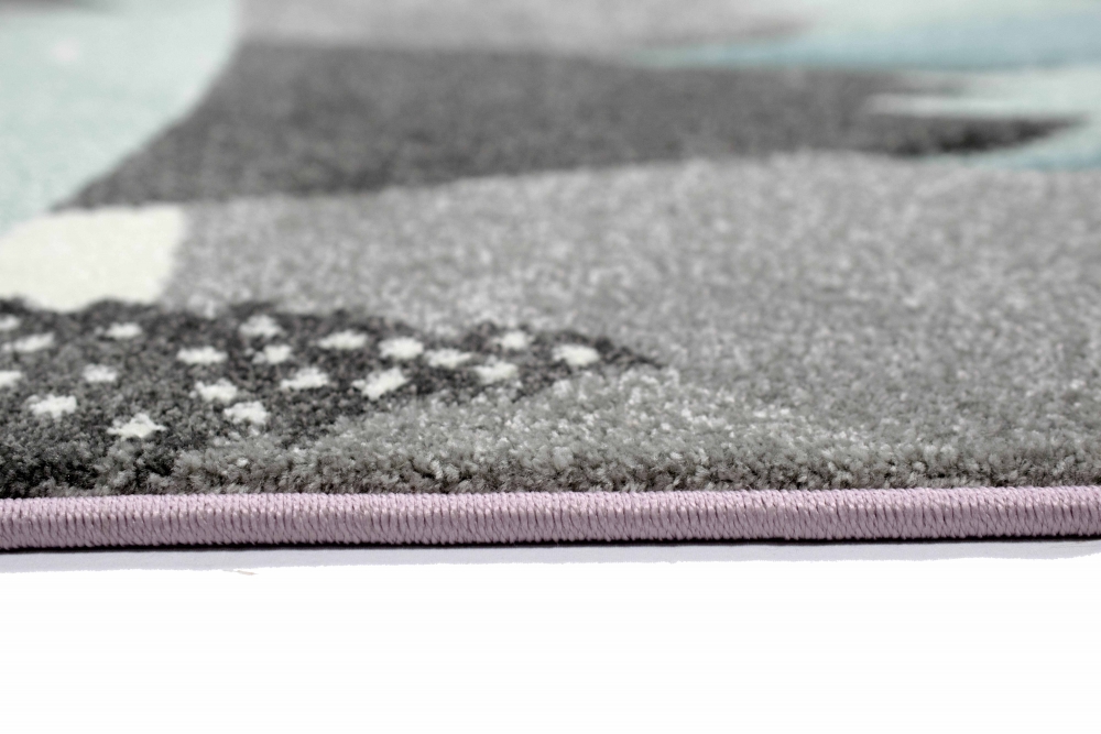 Spielteppich Kinderzimmer Teppich Camping Zelt Bären Berge Wohnwagen Tannen Fluss creme pink grau