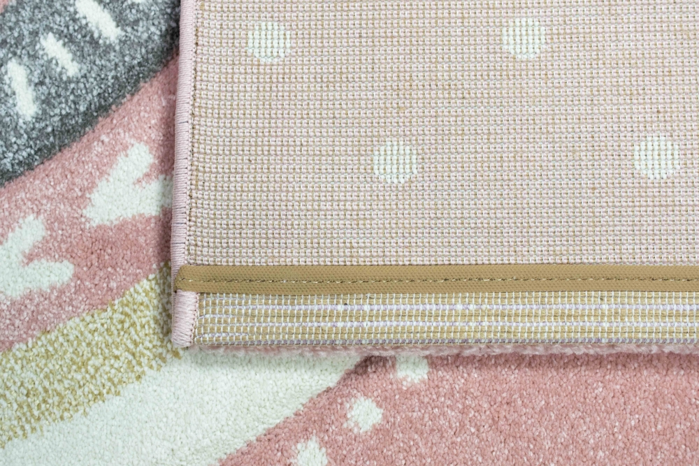 Spiel Teppich Kinderzimmer Regenbogen Herz Design gepunktet - rosa grau