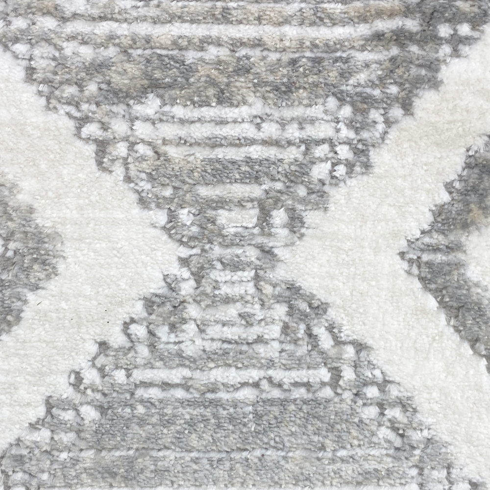 Marokkanischer Rauten Teppich für Flur & Wohnzimmer - creme weiß