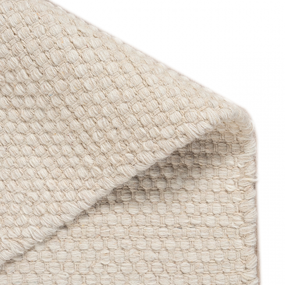 Handgewebter Wollteppich in edlem Creme für Wohnzimmer oder Schlafzimmer