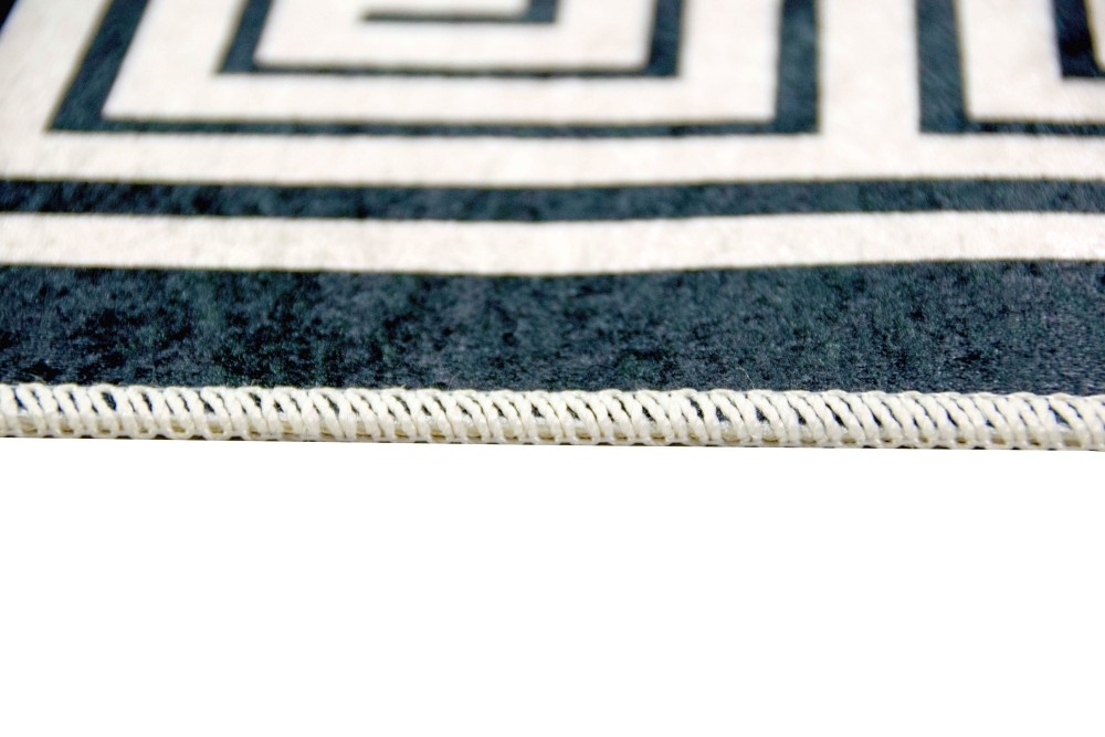 Teppich modern im Printdesign Teppich Wohnzimmer waschbar schwarz creme