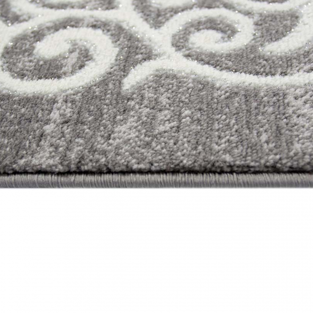 Designer Teppich Wohnzimmerteppich Ornamente Glitzer creme grau creme