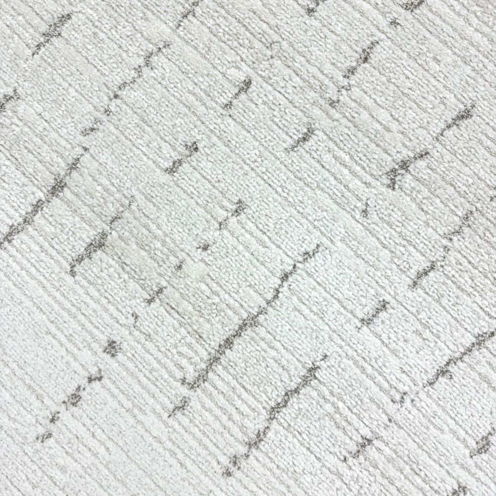 Wohnzimmerteppich Schlafzimmer weich schadstofffrei cremefarben mit beige/braunem Strichmuster
